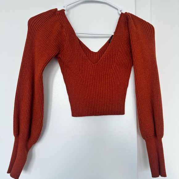 Rust V-Neck Women's Sweater - Picture 1 of 3